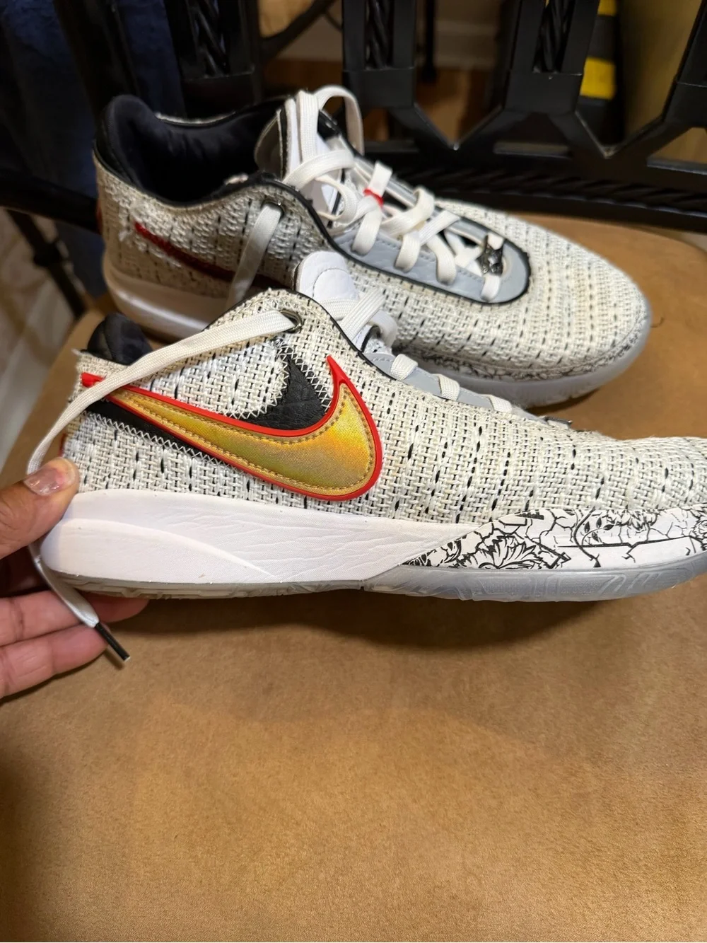 Nike LeBron 20XX White Knit Men's Sneakers with Red Accent